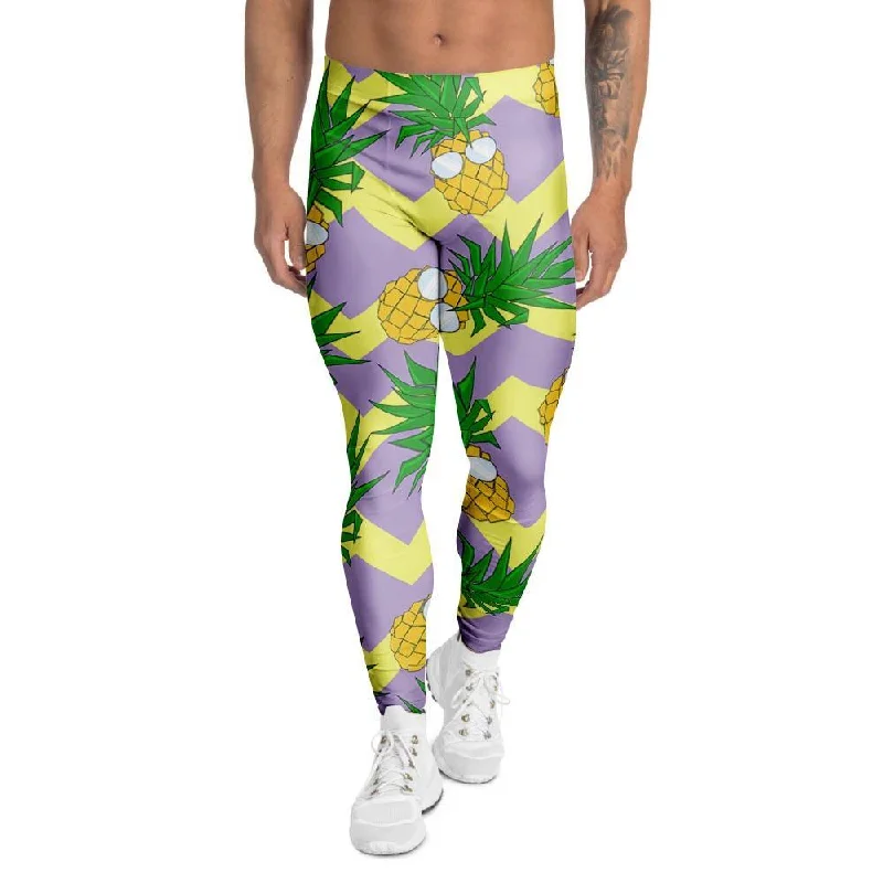 Zig Zag Pineapple Print Men's Leggings