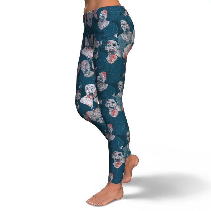 Zombie Halloween Pattern Print Pattern Women Leggings